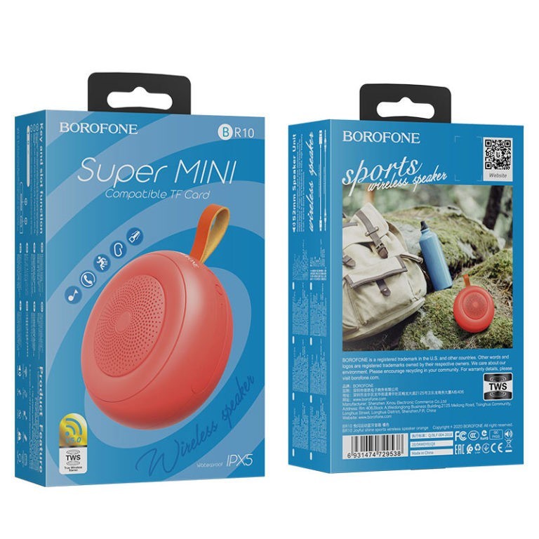 Bluetooth колонка Borofone BR10 BT5.0/500mAh/5ч/5Вт/MicroSD/TF оранжевая