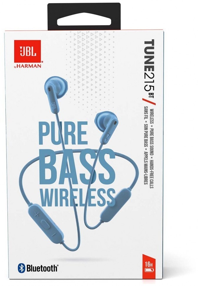 Беспроводные наушники для спорта JBL T215BT BT5.0/130mAh/10ч синие