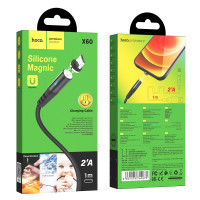 Usb Кабель-зарядка магнитный Micro Hoco X60 Honorific 2A 1м силиконовый черный