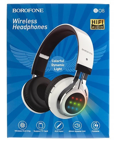 Стереонаушники Bluetooth Полноразмерные Borofone BO8 Love Song BT5.0/200mAh/4ч белые