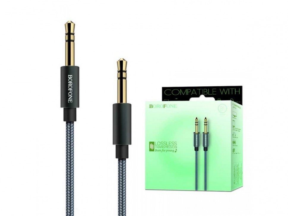 Аудиокабель AUX 3,5mm Borofone L3 1м серый