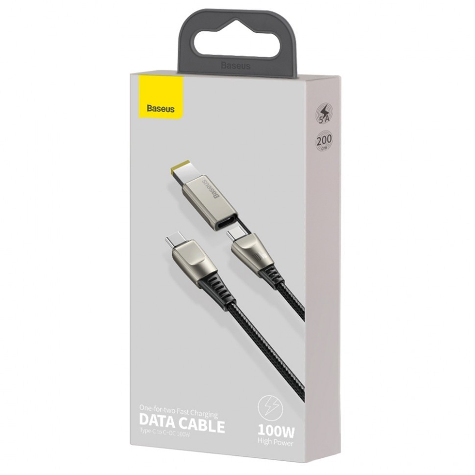 Кабель-переходник Baseus One-for-two Type-C на Type-C/DC 100W 2м (CA1T2-B0G) серый