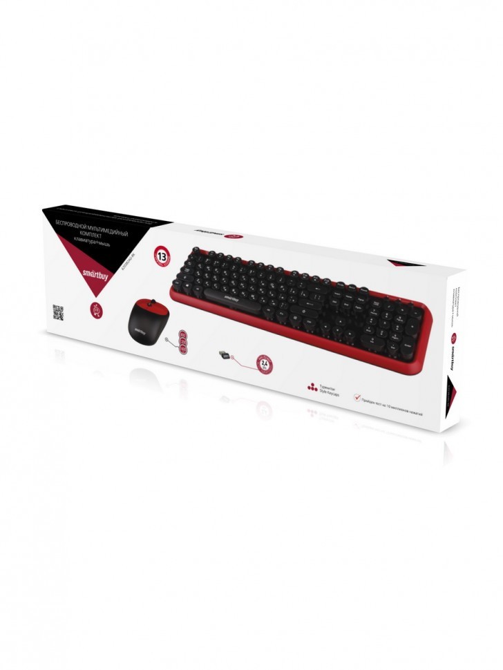 Комплект клавиатура+мышь мультимедийный Smartbuy 620382AG, (SBC-620382AG-RK) /10 черно-красный