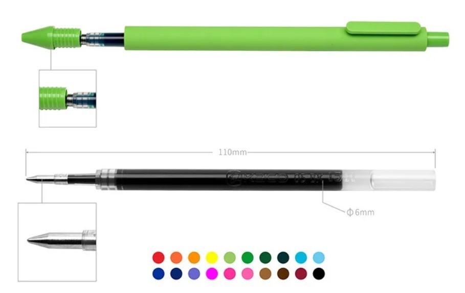 Ручка гелевая Xiaomi KACO Pure Plastic Gel Ink  (комплект 20шт) цветные