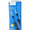 Usb Кабель-зарядка Type-C на Lightning Hoco X121 27W 1м тканевый пружина черный