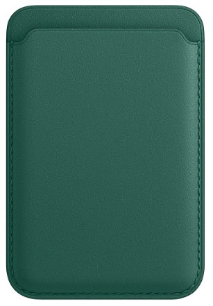 Кожаный чехол-бумажник для карт и визиток MagSafe Leather Wallet для Apple i-Phone зелёный
