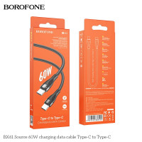 Usb Кабель-зарядка Type-C на Type-C Borofone BX61 60W 1м силиконовый черный