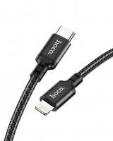 Usb Кабель-зарядка Type-C на Lightning Hoco X14 Double 3A 20W 1м в тканевой оплетке черный