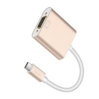 Кабель-переходник Type-C (папа) на VGA (мама) Hoco HB6 золотой