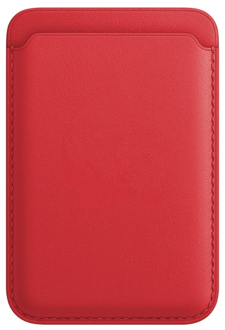 Кожаный чехол-бумажник для карт и визиток MagSafe Leather Wallet для Apple i-Phone красный