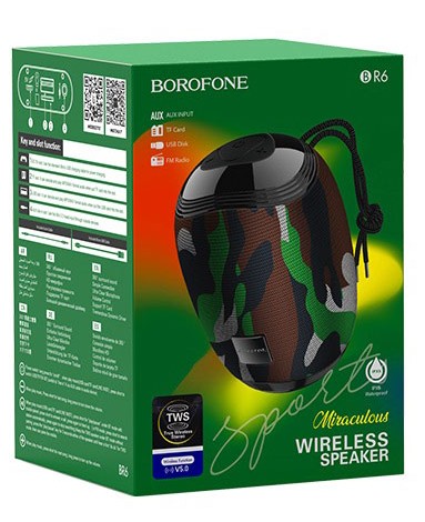 Bluetooth колонка Borofone BR6 BT5.0/500mAh/2ч/5Вт/TF/FM хаки