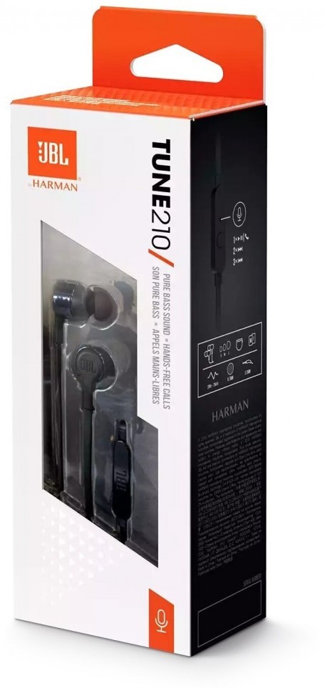 Наушники с микрофоном JBL T210 1.2м черные