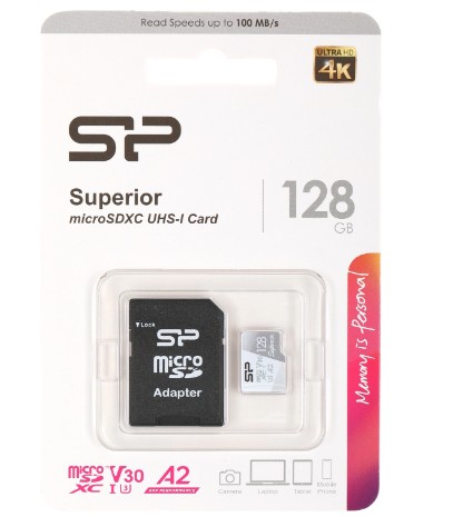 micro SDXC карта памяти Silicon Power 128GB Cl10 U3 A2 V30 COLOR с адаптером (SP128GBSTXDA2V20SP)