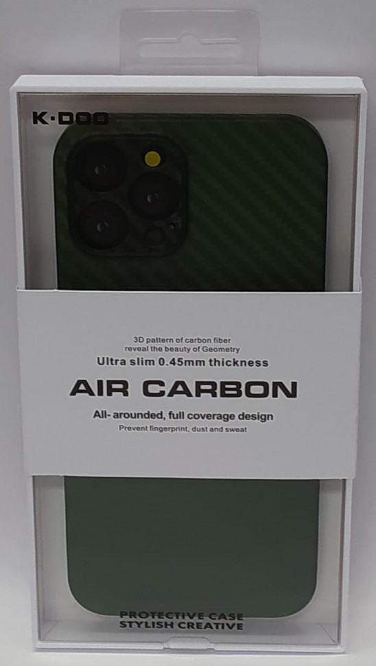 Накладка для i-Phone 12 Pro Max 6.7" K-Doo Air Carbon пластик зеленая