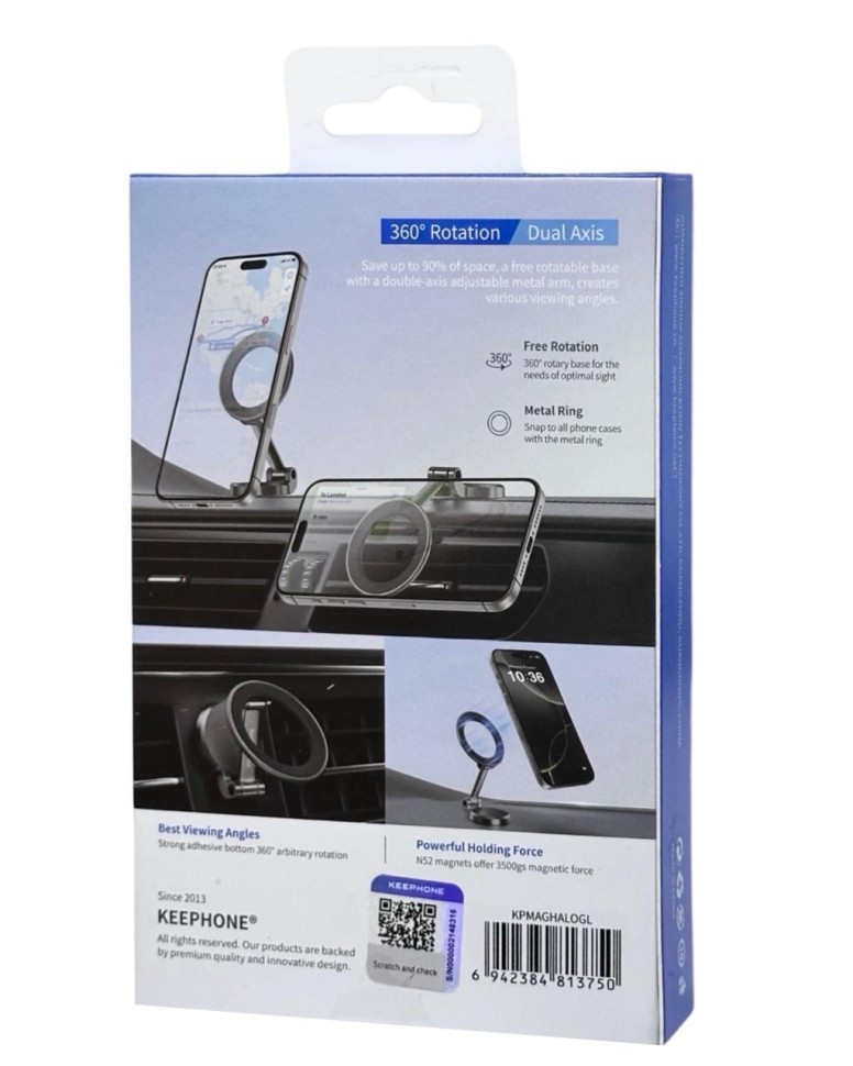 Держатель в автомобиль на торпеду Keephone Maghalo KPMAGHALOGL серый