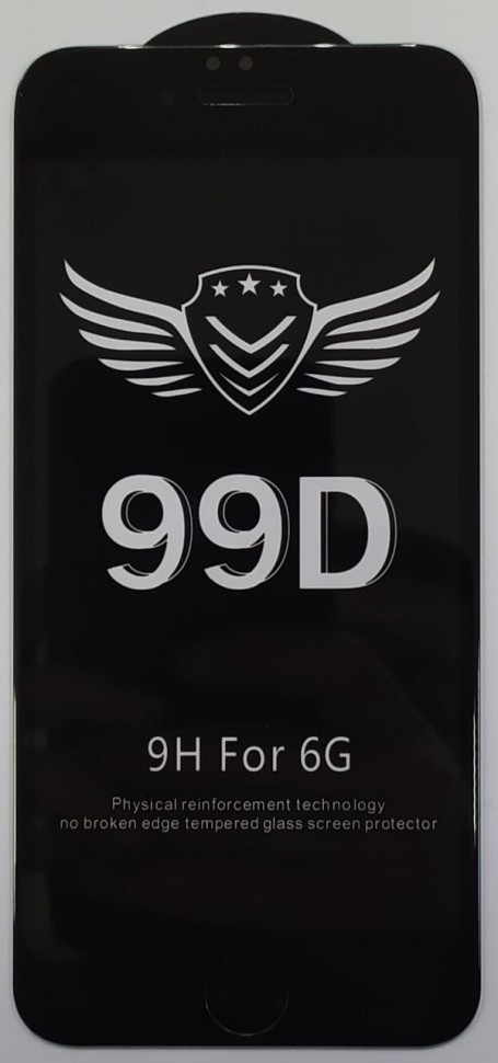 Защитное стекло для i-Phone 6/6s 99D чёрное