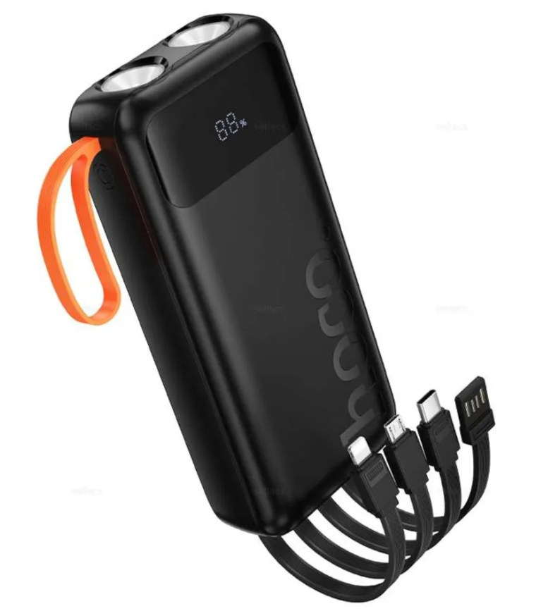 Powerbank Hoco J151 10000mAh 1USB/1USB-C с кабелем USB/Type-C/Lightning/Micro черный