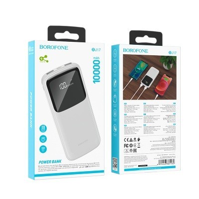 Powerbank Borofone BJ17 10000mAh 2A 2USB/Type-C с дисплеем белый
