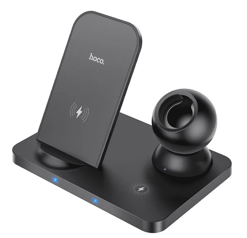 Беспроводное зарядное устройство 3in1 смартфон/Watch/AirPods Hoco CW33 5W/7,5W/15W черное