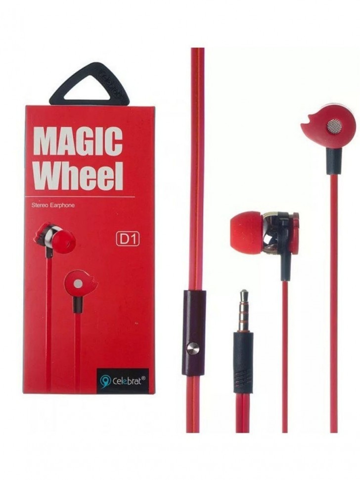 Наушники с микрофоном Celebrat D1, кнопка ответа, красные
