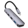 Кабель-переходник Hoco HB27 Type-C на HDMI/USB3.0/USB2.0/USB-C серый