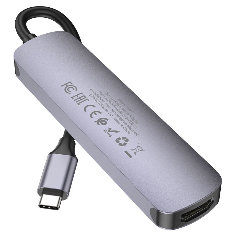 Кабель-переходник Hoco HB27 Type-C на HDMI/USB3.0/USB2.0/USB-C серый
