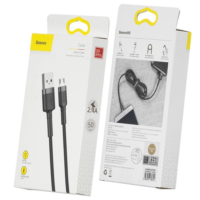 Usb Кабель-зарядка Micro Baseus Cafule 0.5м (CAMKLF-AG1) серебристо-черный