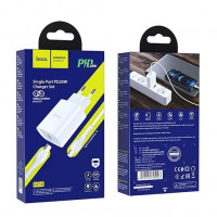 Сетевое зар. устр. Hoco N14 с шнуром Type-C на Lightning 1C 20W белое