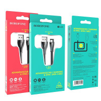 Usb Кабель-зарядка Lightning Borofone BU20 Advantageous 2.4A 1.2м в оплётке TPE зелёный