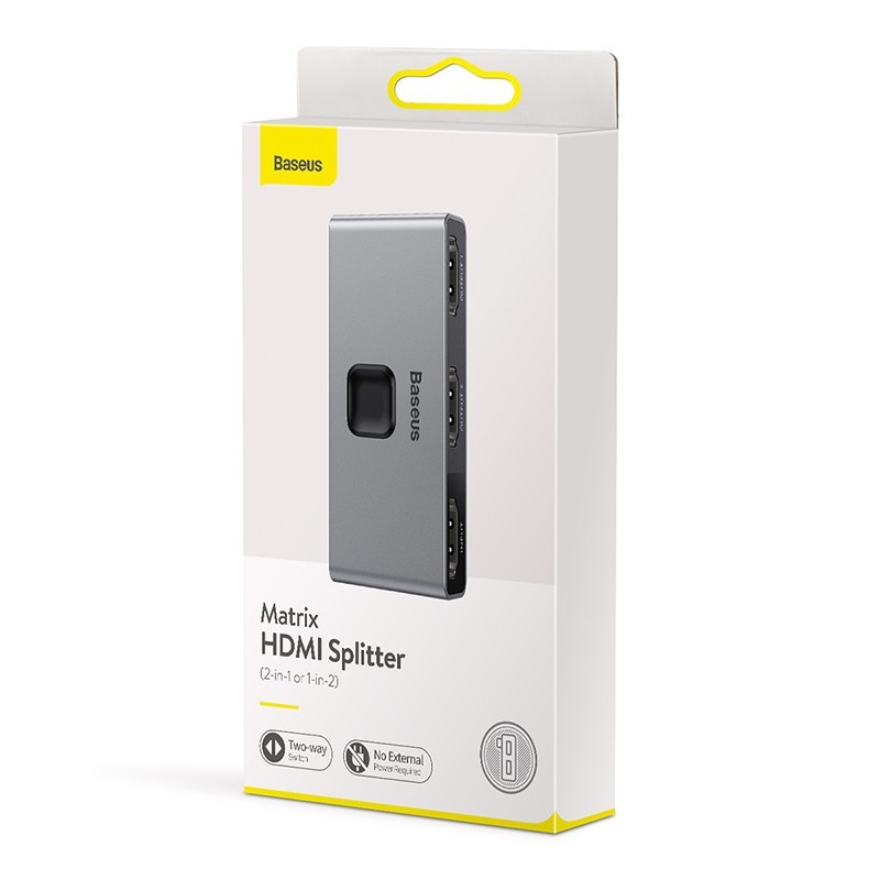 Разветвитель Baseus Matrix HDMI Splitter (2in1or 1in2) (CAHUB-BC0G) серый
