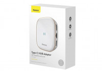 USB-С хаб Baseus 2USB/1C/SD/TF/HDMI 4K/RJ45/3.5мм CAHUB-AU02 белый