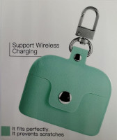 Силиконовый чехол для AirPods Pro с кнопкой и карабином бирюзовый