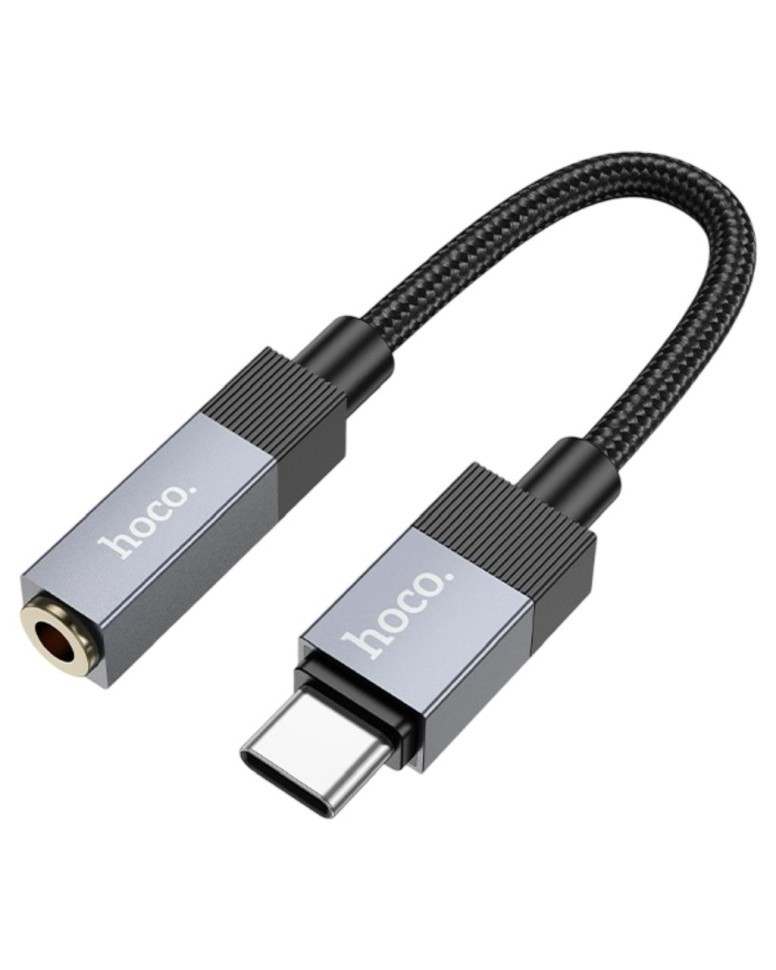 Кабель-переходник Hoco UPA32C Type-C (папа) на AUX 3.5мм (мама) 15см черный
