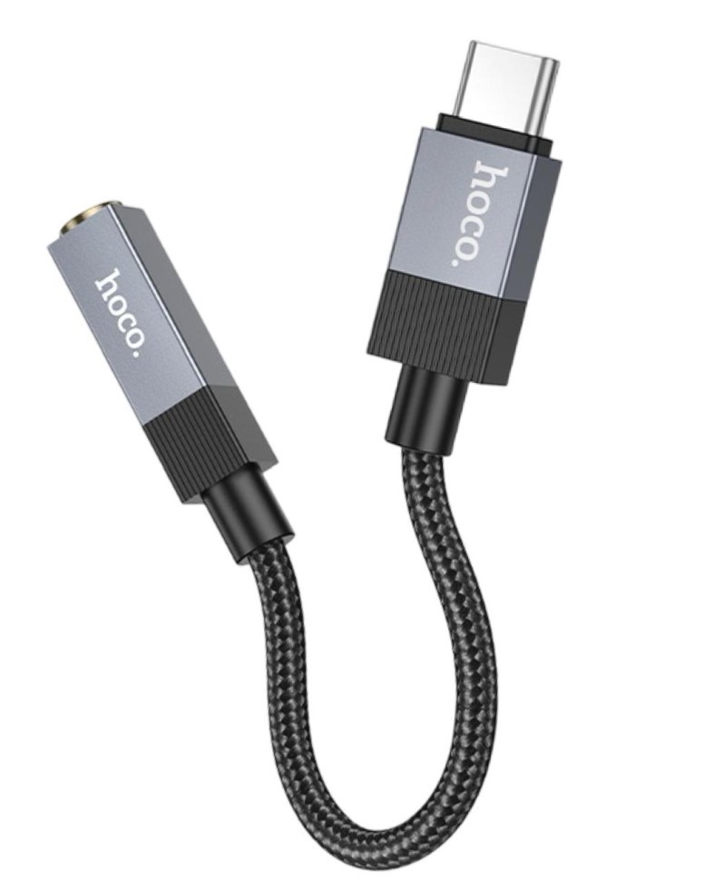 Кабель-переходник Hoco UPA32C Type-C (папа) на AUX 3.5мм (мама) 15см черный