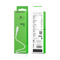 Usb Кабель-зарядка Lightning Borofone BX16 Easy 2.4A 1м силиконовый белый