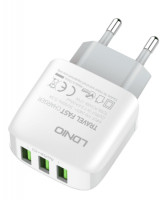 Сетевое зар. устр. LDNIO A3312 с шнуром Type-C 3USB 17W белое