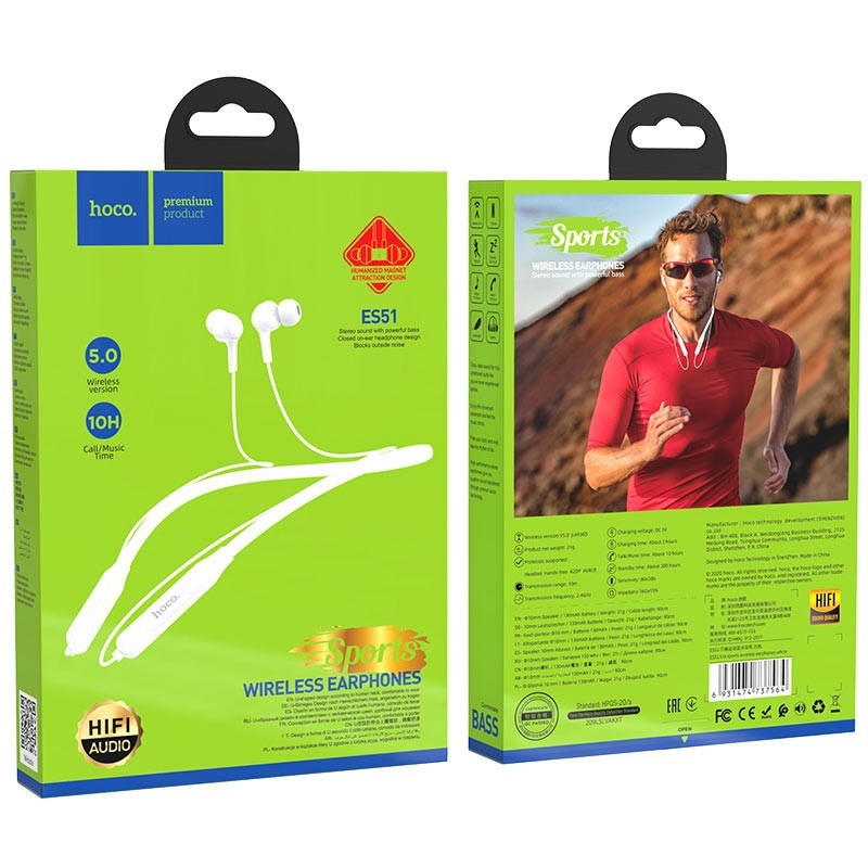 Беспроводные наушники для спорта Hoco ES51 белая