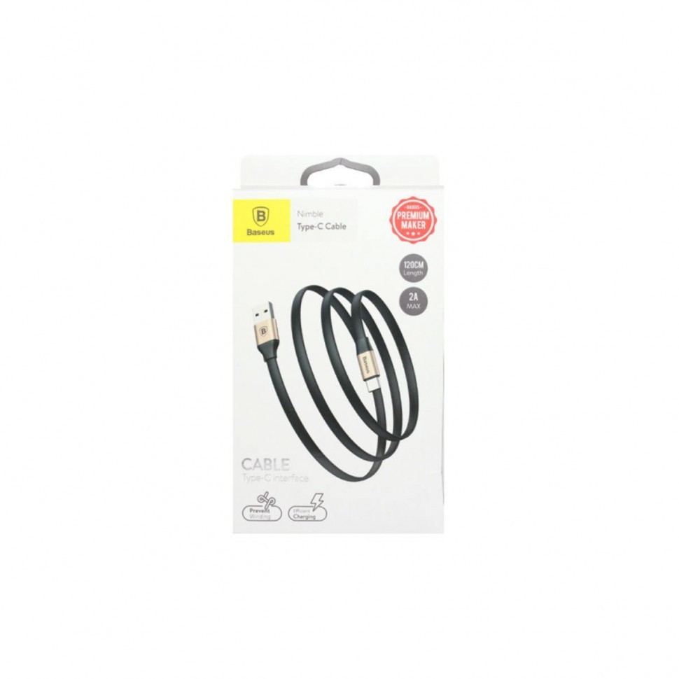 Usb Кабель-зарядка TYPE-C Baseus Nimble Portable 2A 1.2м (CATMBJ-A0V) черно-золотистый
