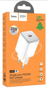 Сетевое зар. устр. Hoco N40 1C 20W белое