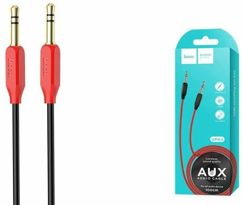 Аудиокабель AUX 3.5мм Hoco UPA11 1м силиконовый черный