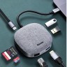 USB-C хаб Baseus 2USB/1USB-C/SD/TF/HDMI 4K/RJ45 (CAHUB-DX0G) серый