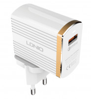 Сетевое зар. устр. LDNIO A1302Q с шнуром Micro 1USB QC3.0 18W белое