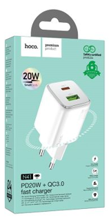 Сетевое зар. устр. Hoco N41 1USB/1C 20W белое