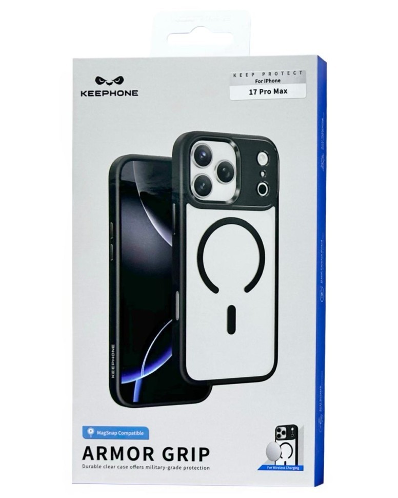 Накладка для i-Phone 17 Pro Max Keephone Armor Grip MagSnap черно-прозрачный