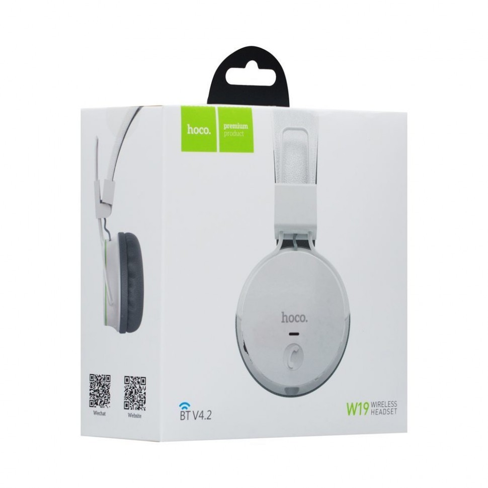 Стереонаушники Bluetooth полноразмерные HOCO W19 белые