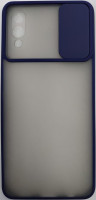 Накладка со шторкой камеры Samsung Galaxy A02 матовая темно-синяя