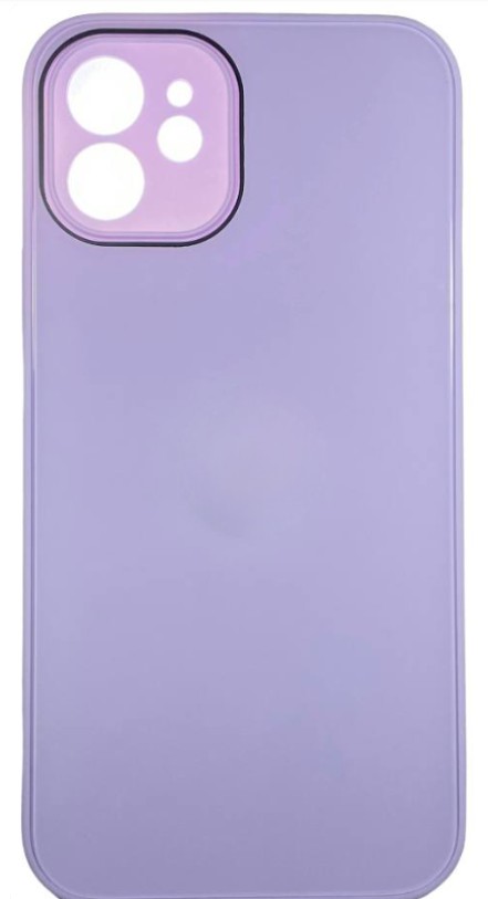 Чехол-накладка для i-Phone 12/12 Pro 6.1" силикон (стеклянная крышка) светло-фиолетовая