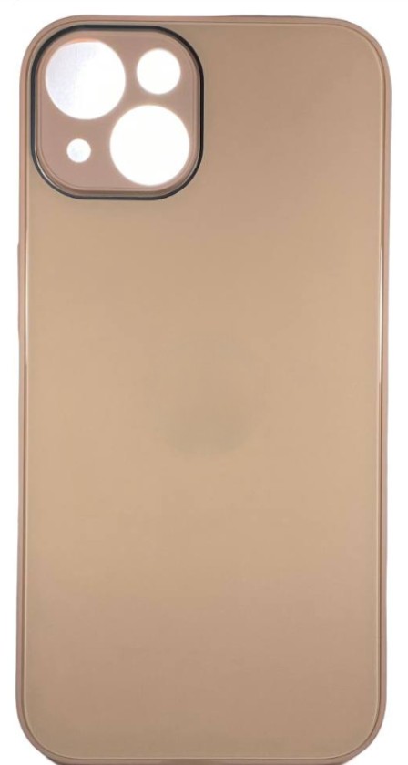 Чехол-накладка для i-Phone 14 силикон (стеклянная крышка) пудро