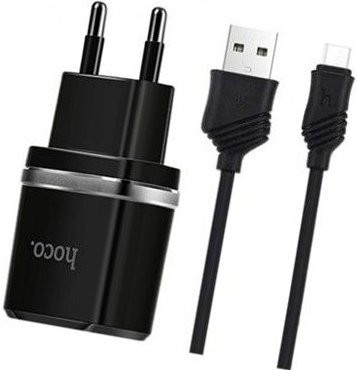 Сетевое зар. устр. Hoco C11 с шнуром Micro 1USB 1A черное Сетевое зар. устр. Hoco C11 с шнуром Micro 1USB 1A черное