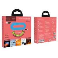 Usb Кабель-зарядка Lightning Hoco X21 Plus 2.4A 1м мягкий силиконовый зелёный